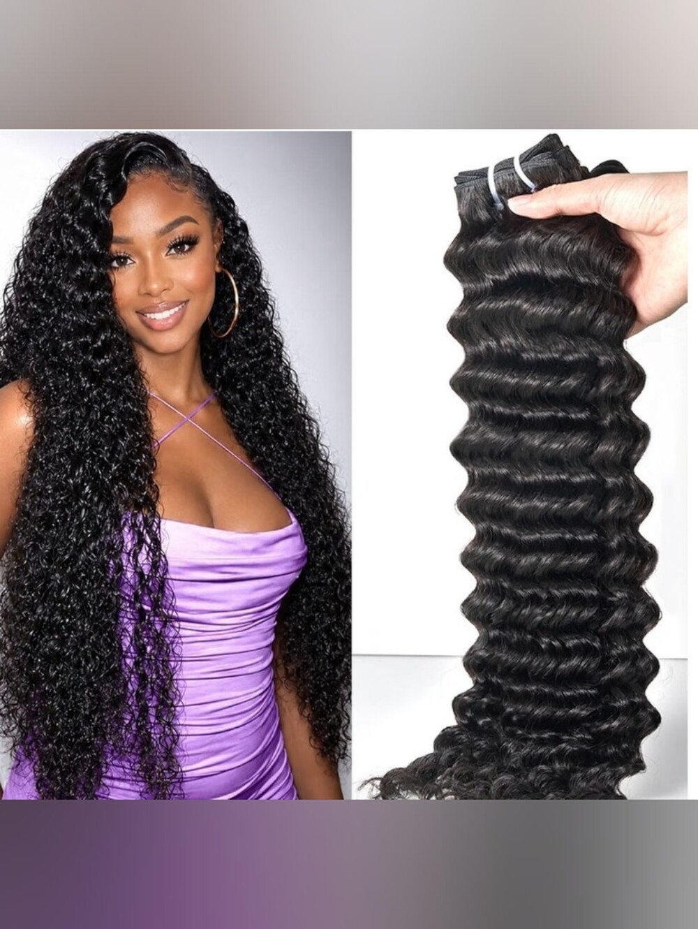 Deep Wave 16A Raw Indian Human Hair Curly Bundle Wet and Wavy 14" Natural Black